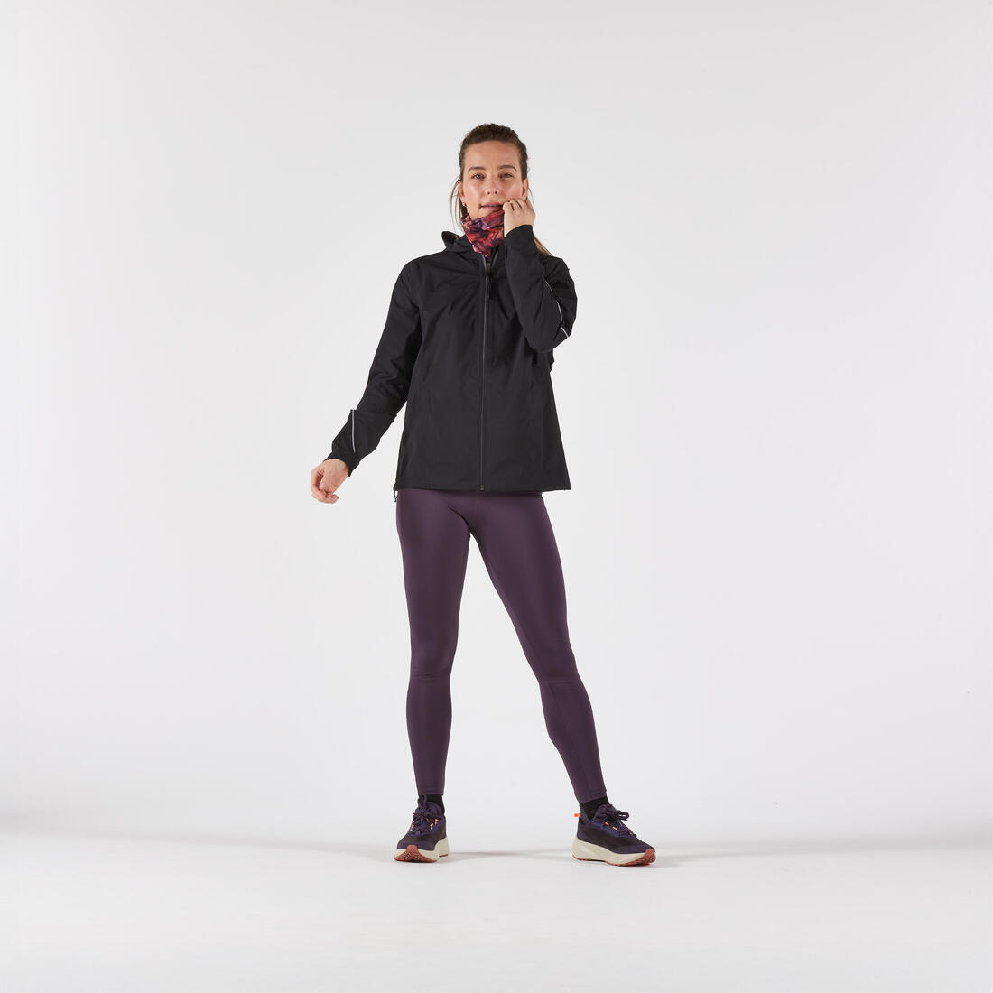 Veste running trail imperméable et respirante Femme, KIPRUN Run 500 aubergine