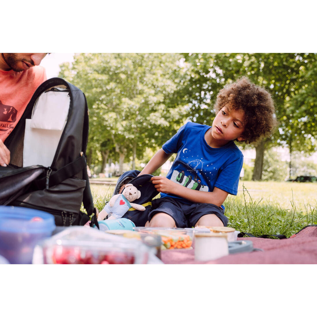 T-shirt de randonnée - MH100 bleu phosphorescent - enfant 2-6 ANS