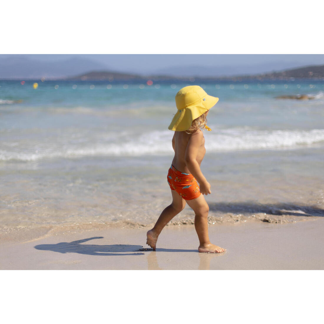 Boxer de bain bébé / enfant bleu imprimé crabes