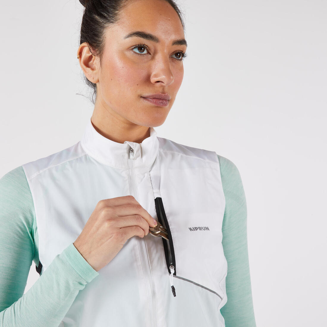 Veste running sans manche coupe vent Femme, KIPRUN Run wind 500