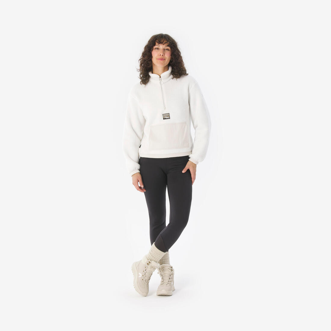 Polaire de randonnée montagne sherpa femme, MH100 1/2 zip