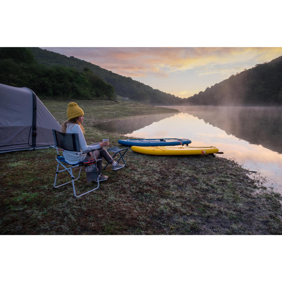 Chaise de camping pliante avec accoudoir
