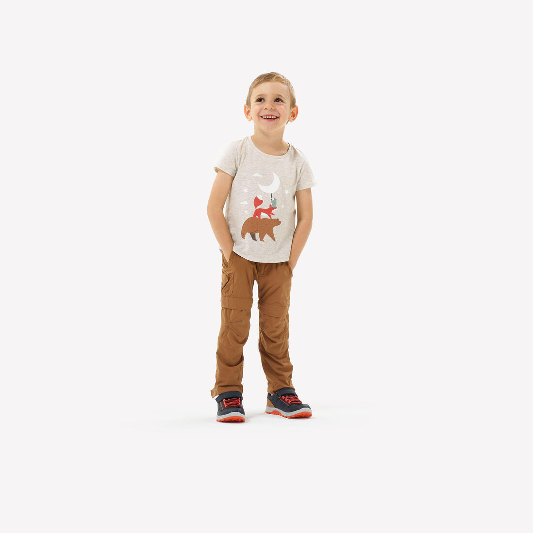 Chaussures de randonnée déperlantes à scratch 28 au 34 enfant, NH500