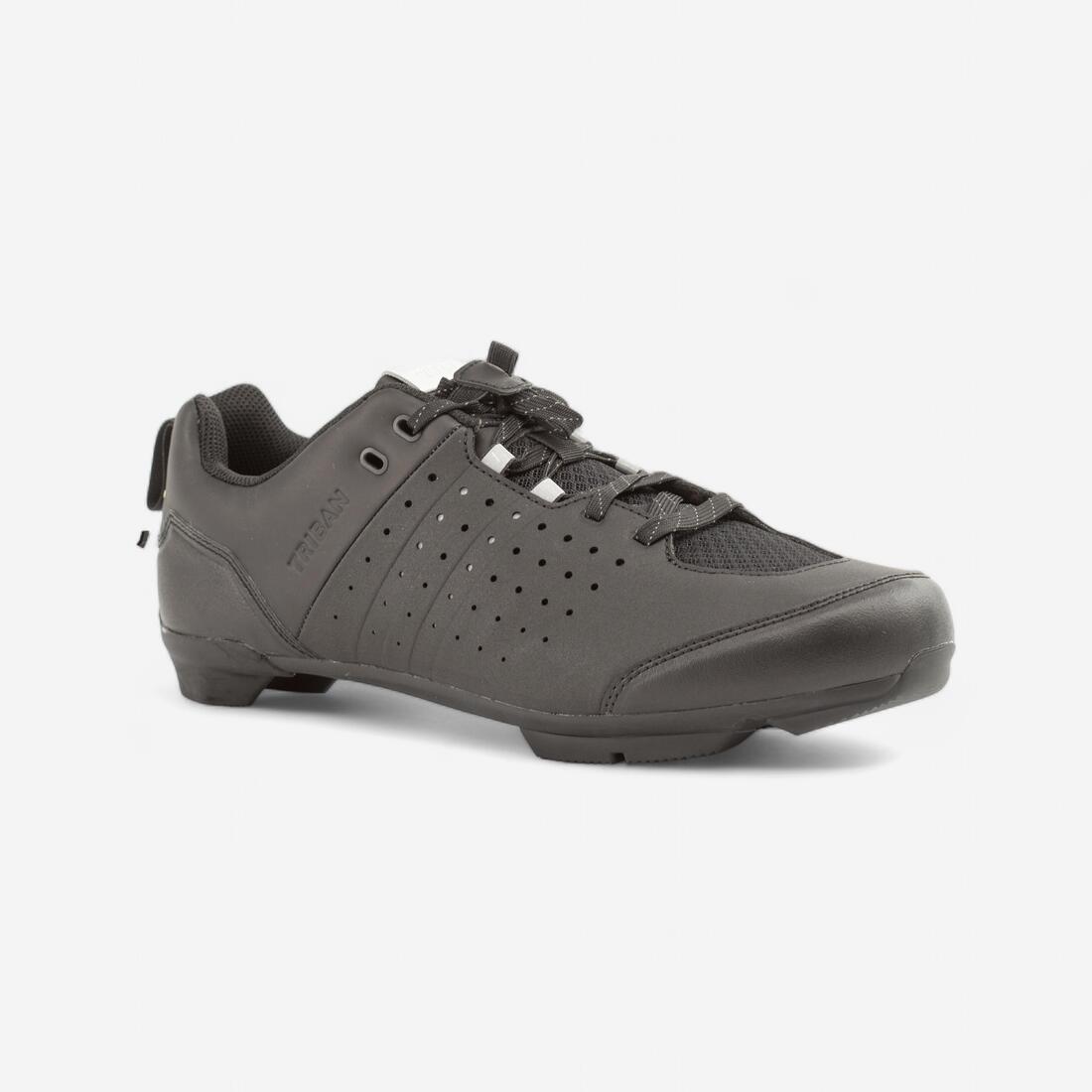 Chaussures velo a lacets spd gravel 500 noire