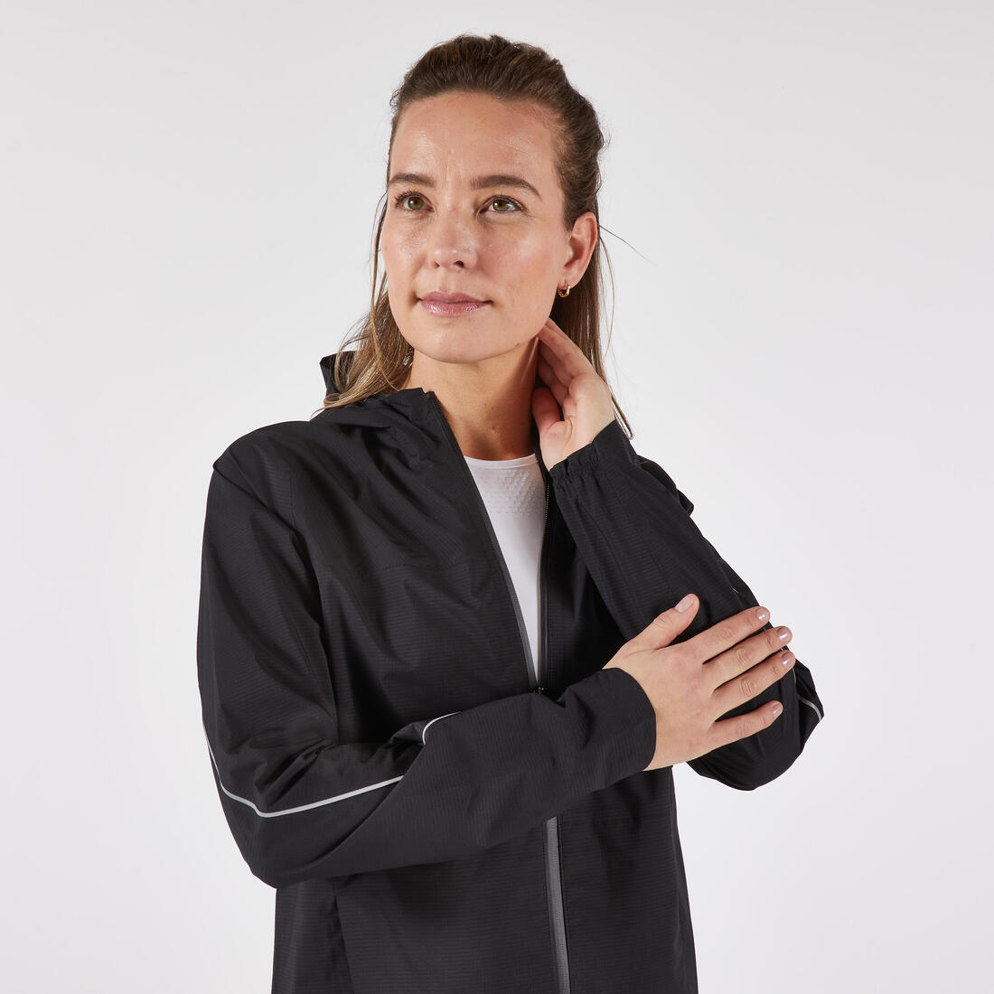 Veste running trail imperméable et respirante Femme, KIPRUN Run 500 aubergine