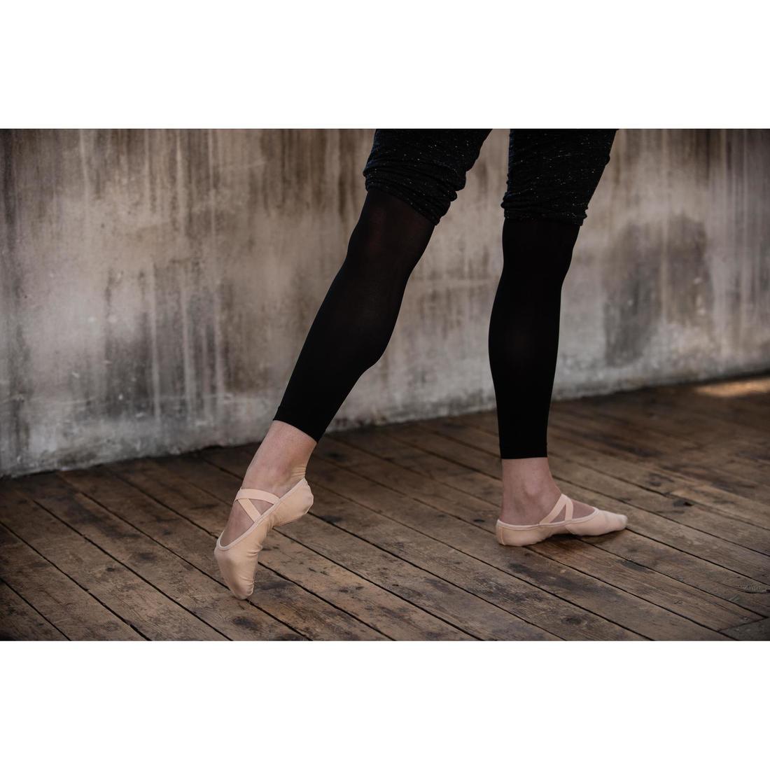 Demi-pointes de danse classique bi-semelles en toile femme, noires