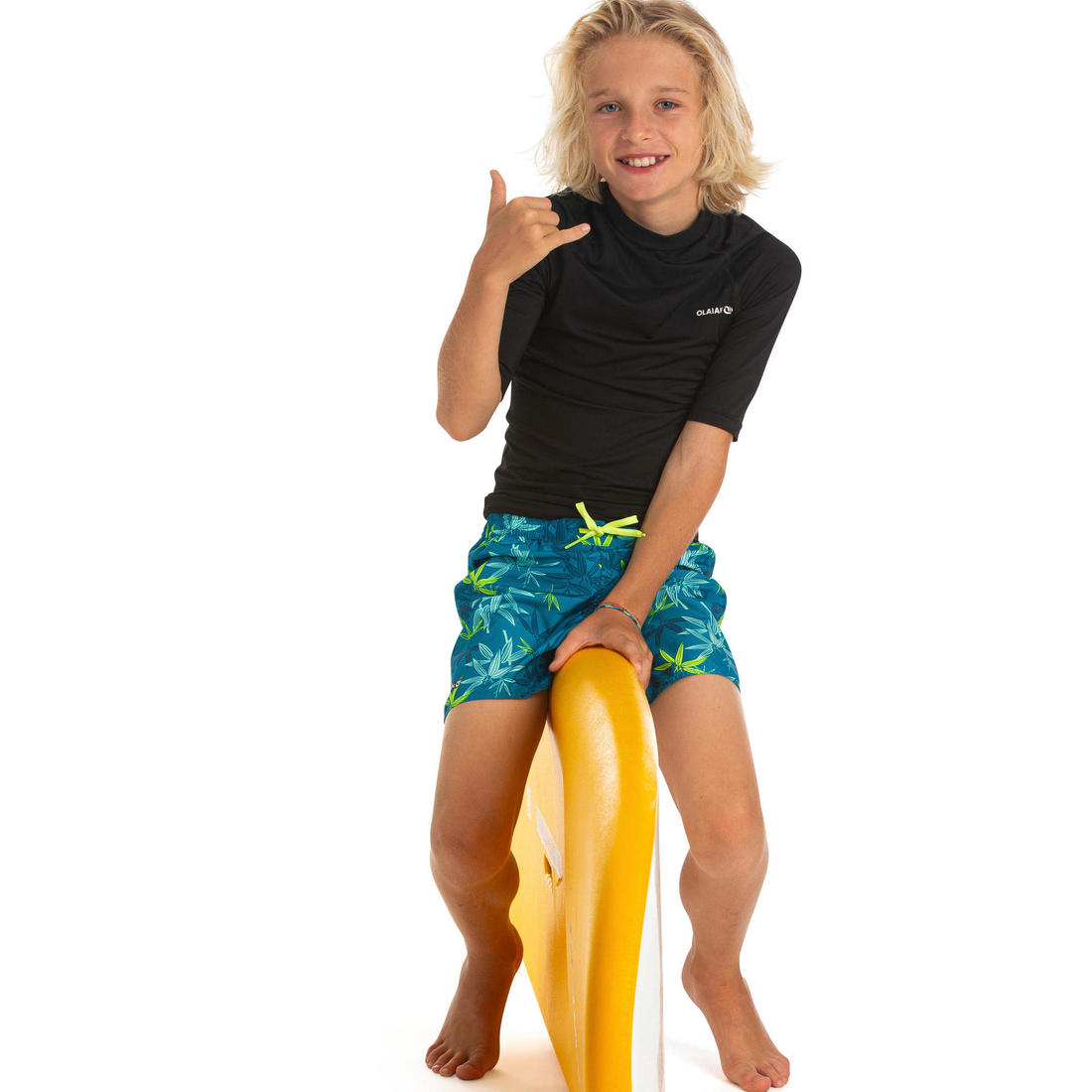 Short de bain 100 bleu noir