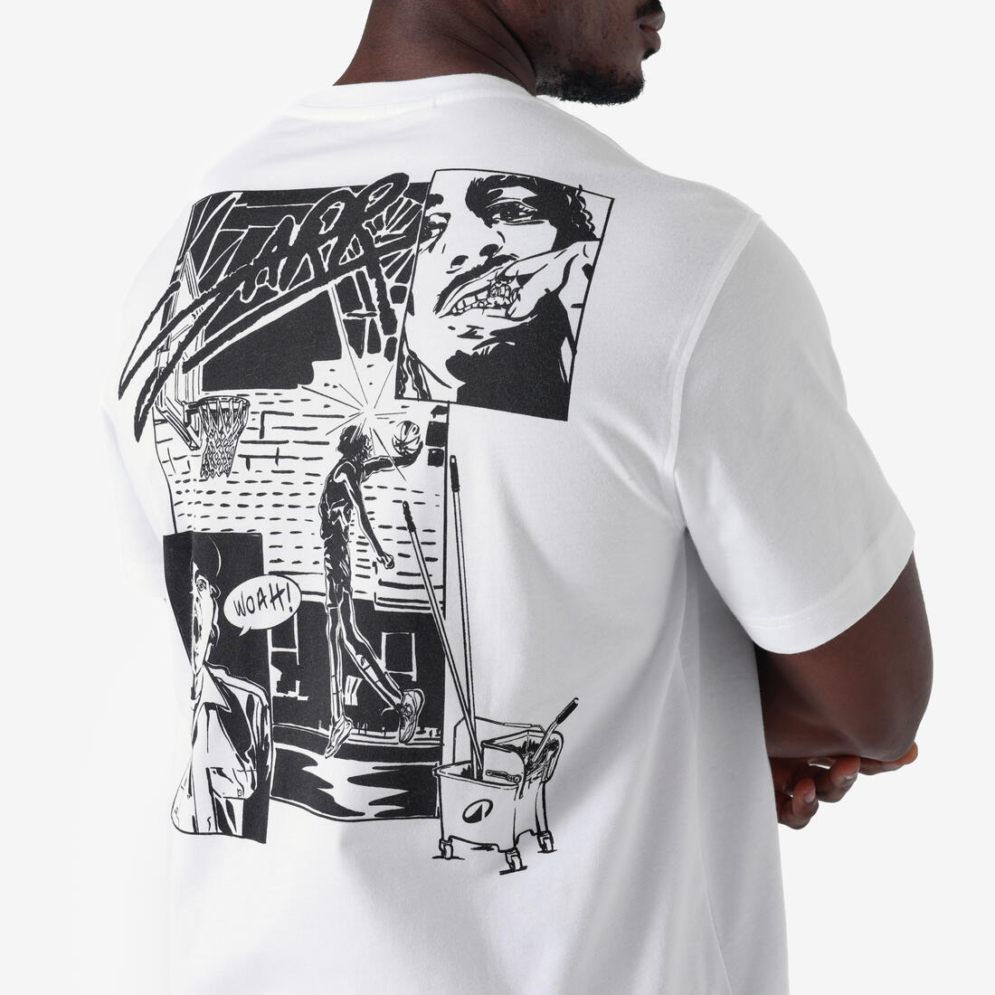 T-shirt de basket SARR homme femme, blanc "cold fire"