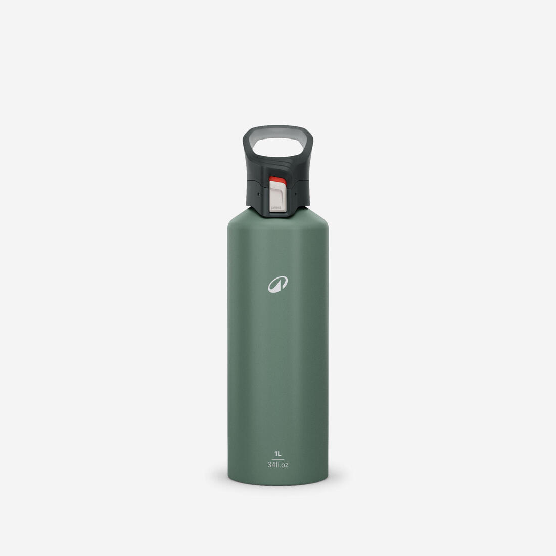 Gourde alu 1L avec bouchon instantané, composée à 100% d’alu recyclé