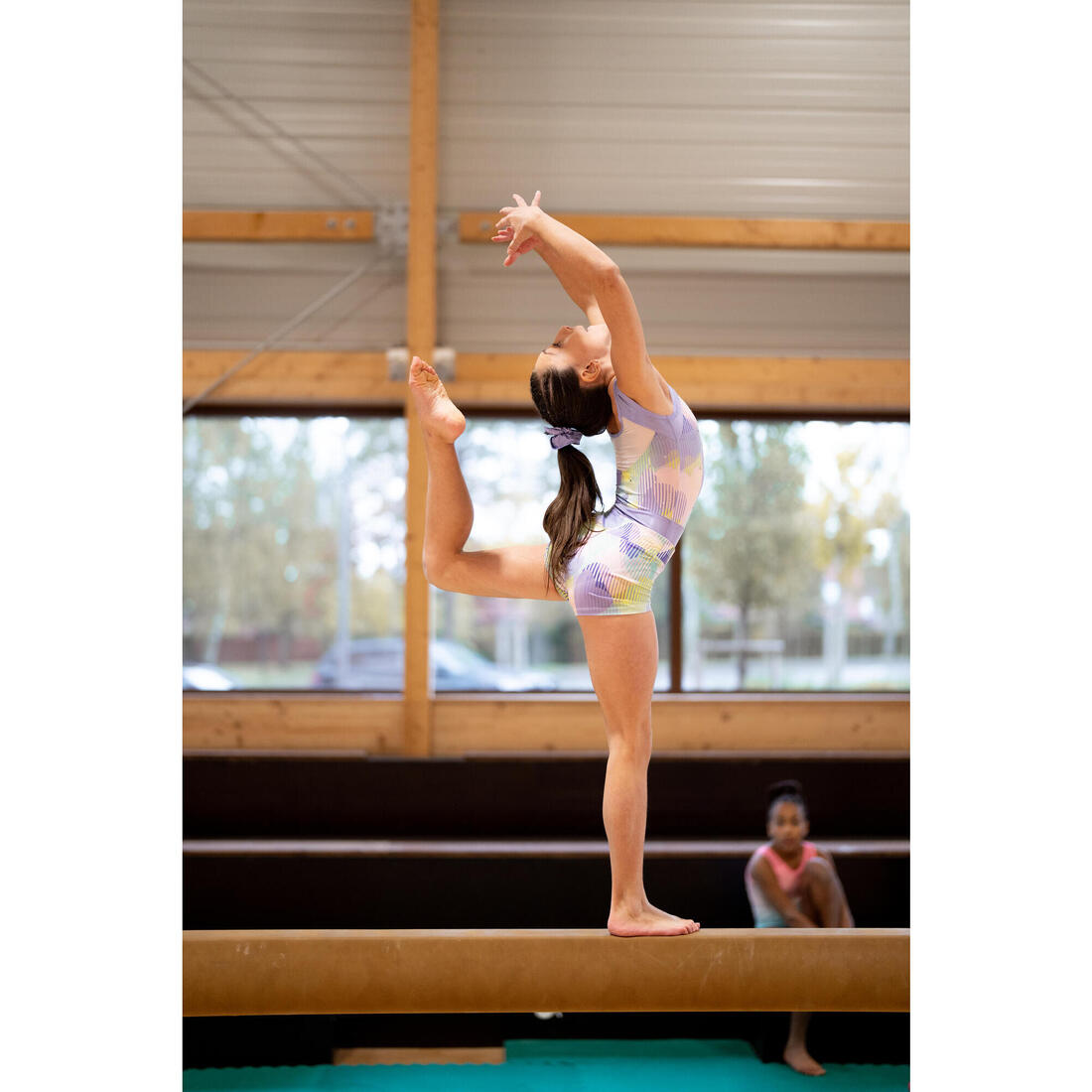 Justaucorps de gymnastique sans manches fille, mauve et