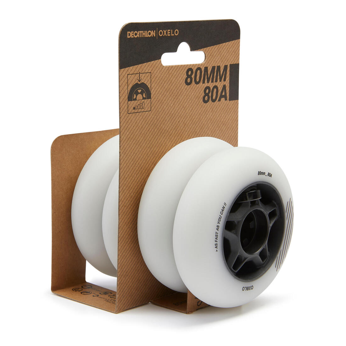 4 roues de roller en ligne fitness adulte FIT 80mm 80A blanches