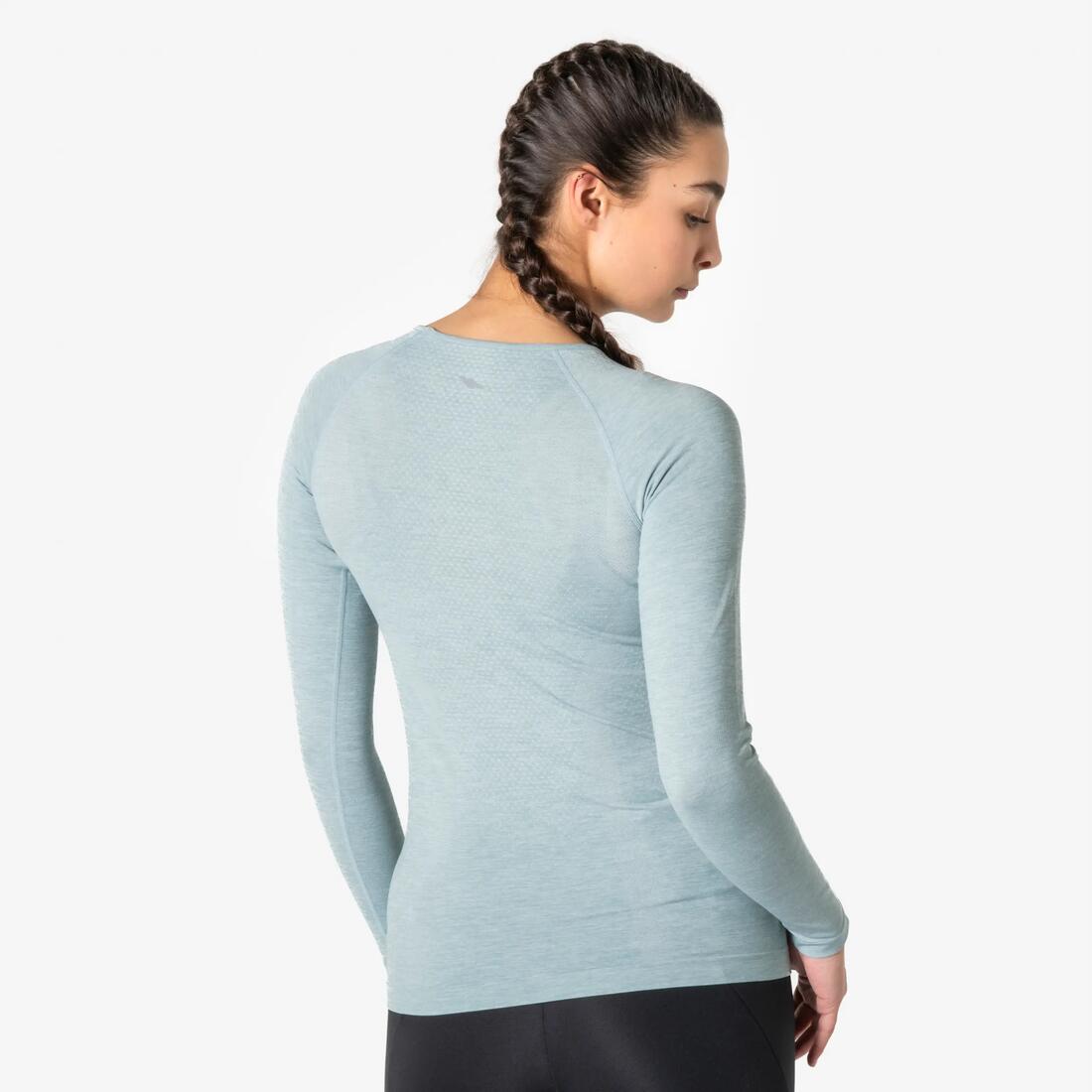 T-Shirt manches longues running Femme sans couture, KIPRUN Run 500
