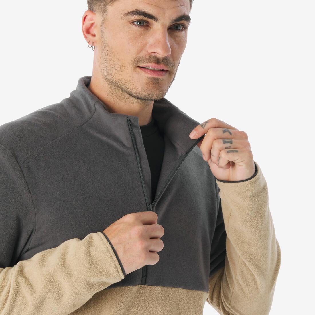 Polaire de randonnée montagne homme, MH500 demi zip