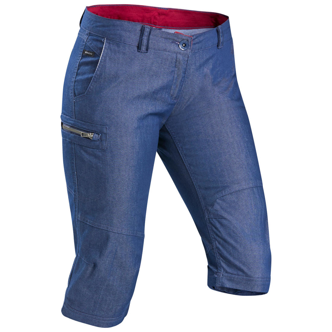 Pantalon de randonnée modulable femme, TRAVEL 100 Jeans Modul bleu