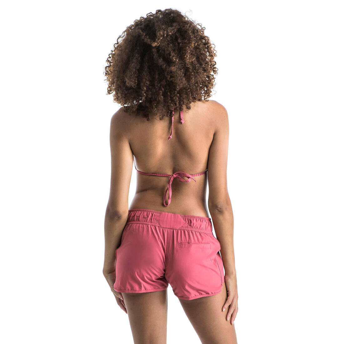 Boardshort surf femme TINI CORAIL avec ceinture élastiquée et cordon de serrage