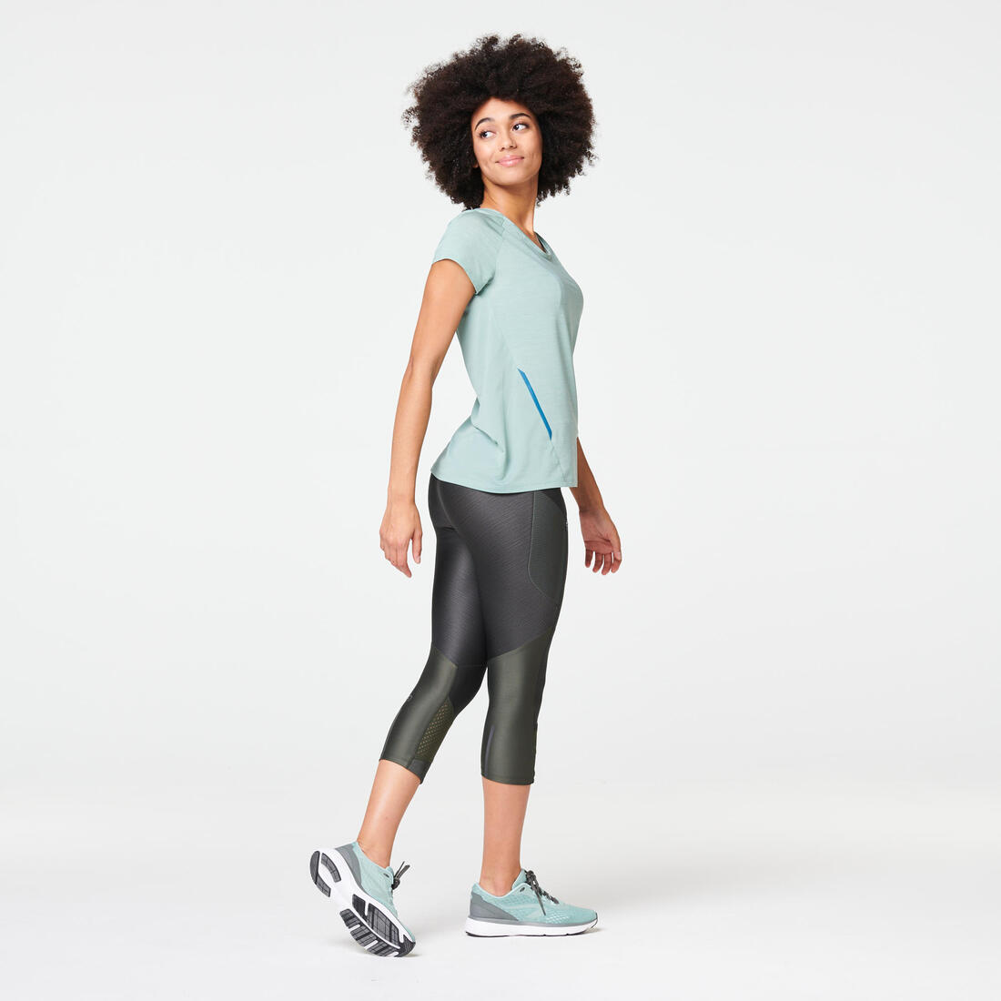 Legging court running respirant femme - Dry+ Feel noir