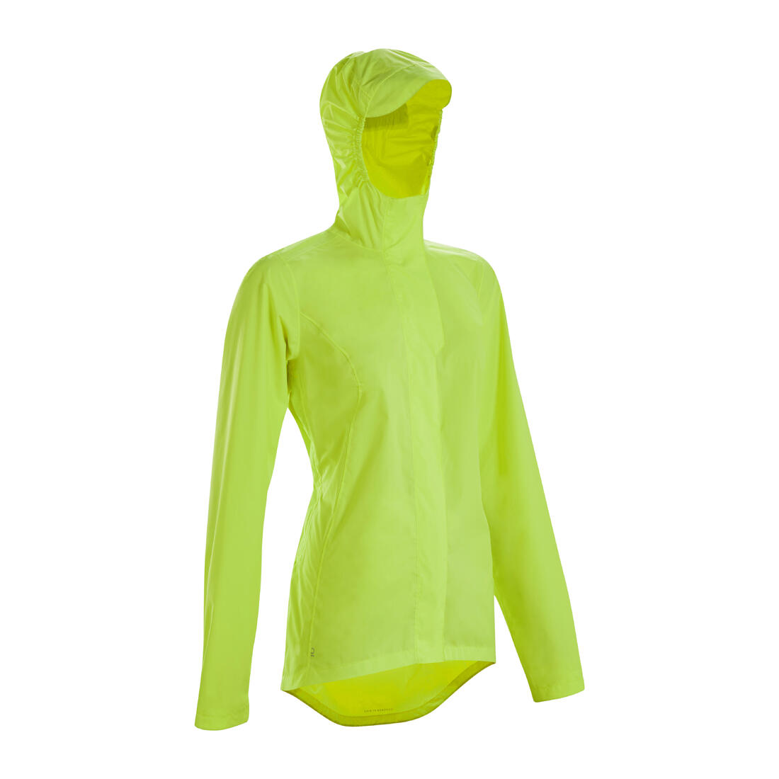 VESTE PLUIE VELO VILLE FEMME 120 JAUNE FLUO CERTIFIÉE EPI VISIBILITÉ JOUR