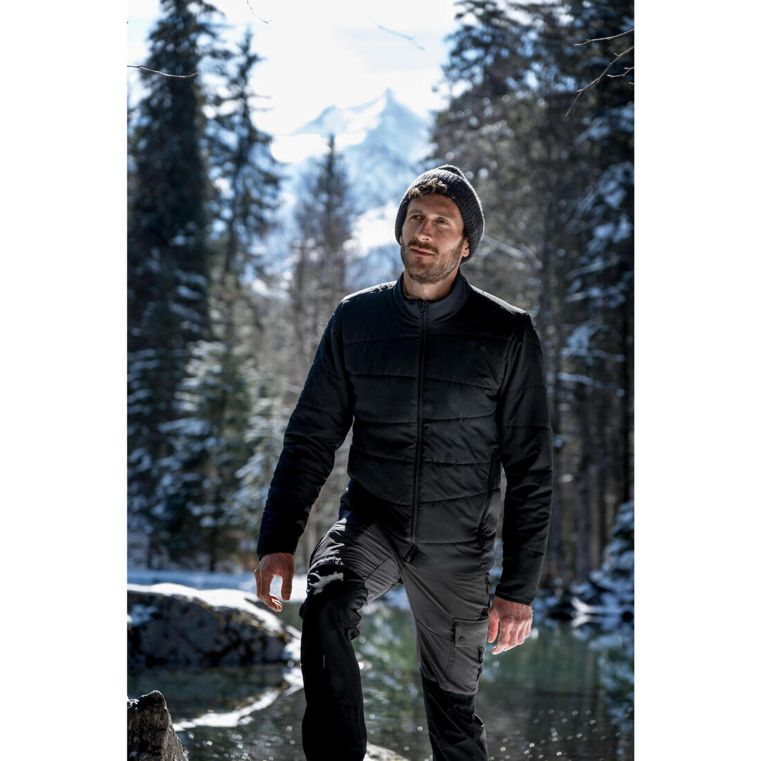 Doudoune de trek synthétique homme, MT50 0°C noir