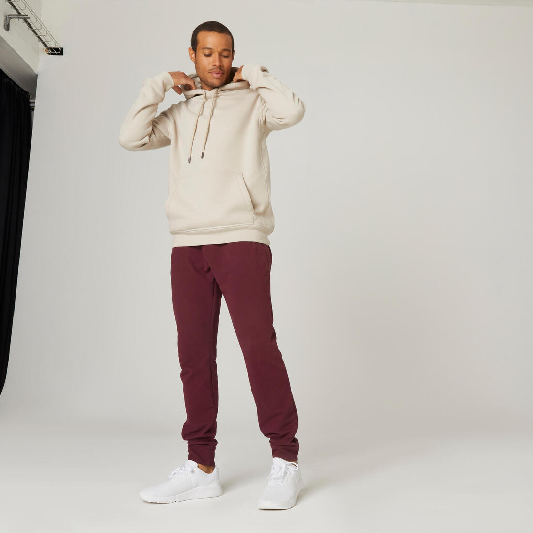 Pantalon jogging Fitness Slim Poches Zippées Gris Foncé