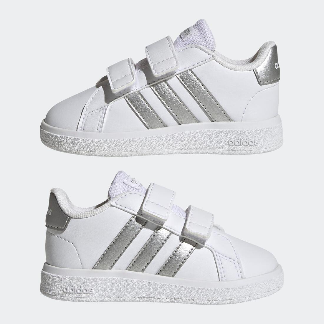 Chaussure bébé grand court 2.0, blanc argent