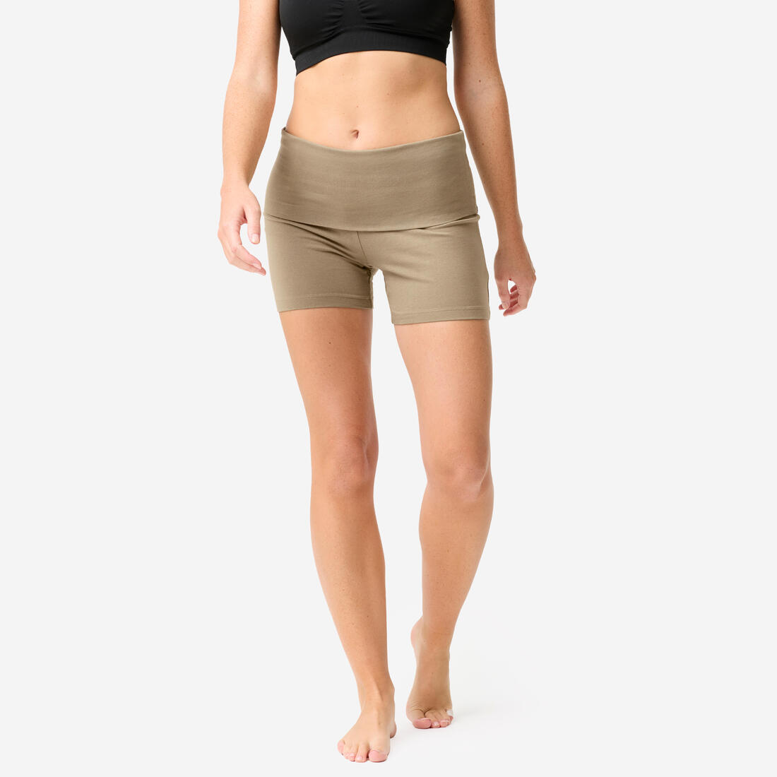 Short de yoga coton doux taille haute femme