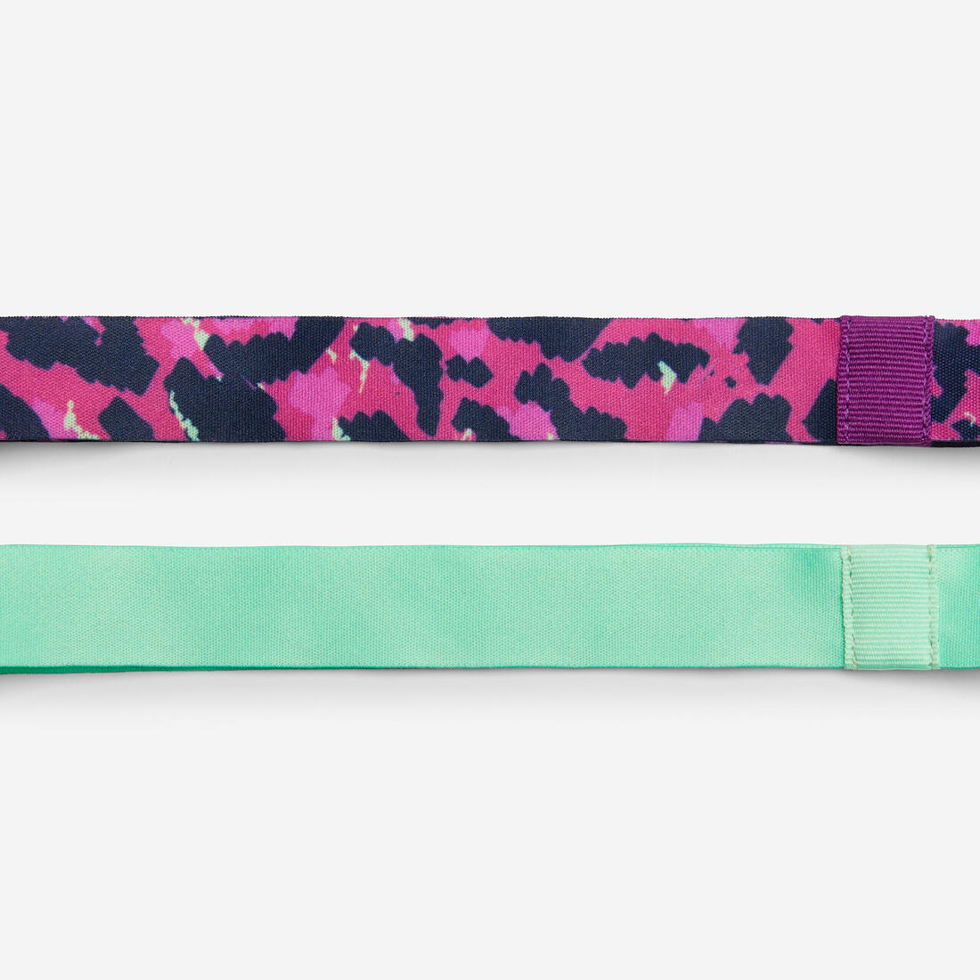 Lot de 2 bandeaux fins multisport fille, Vert et Imprimé léopard