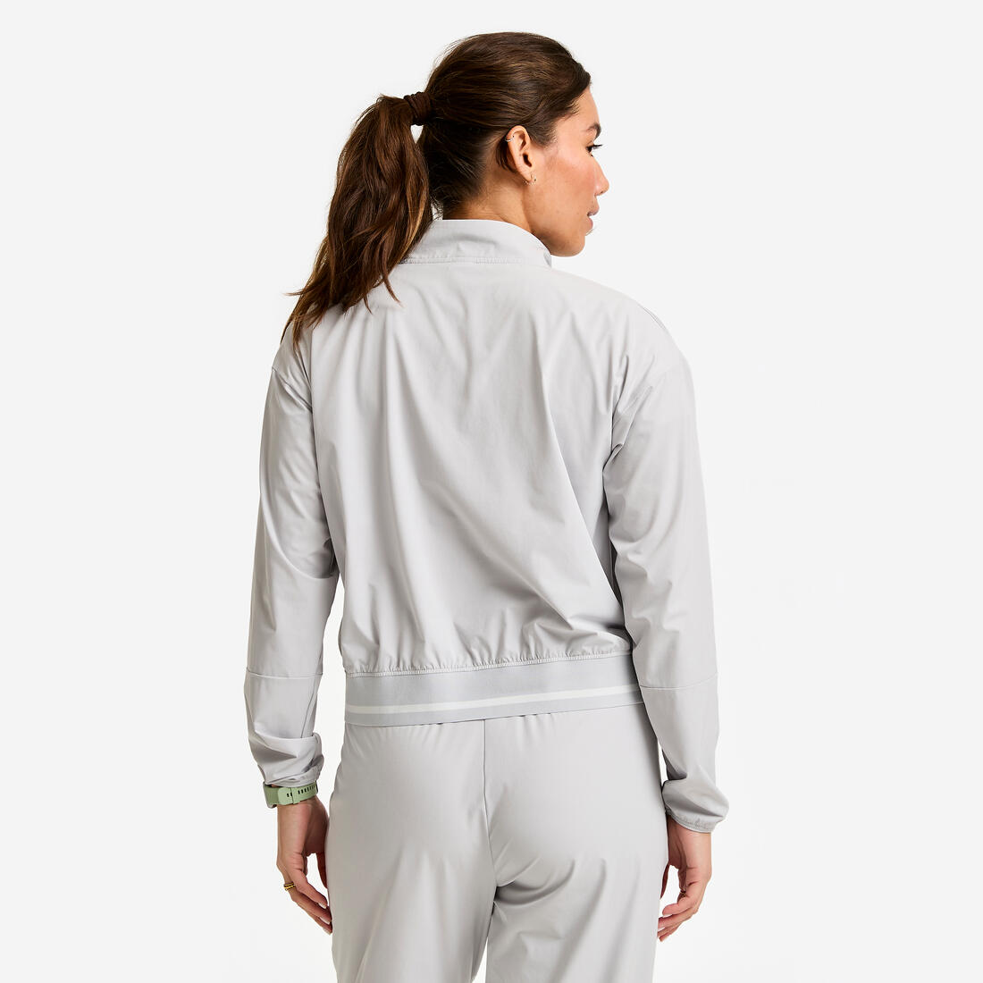Sweat-shirt demi-zip en toile femme, gris