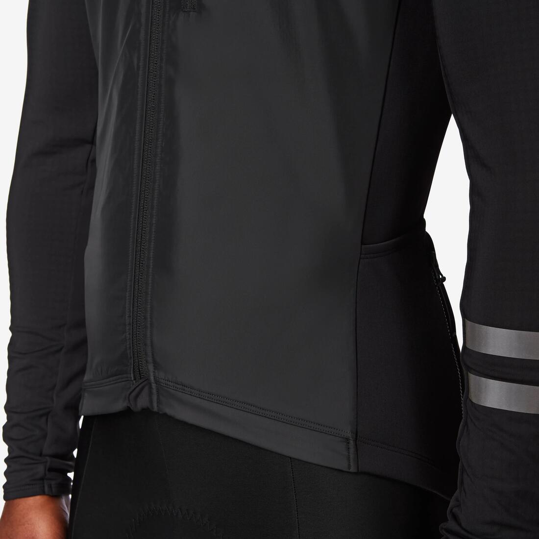 Maillot de vélo de route manches longues mi-saison homme, noir EDR
