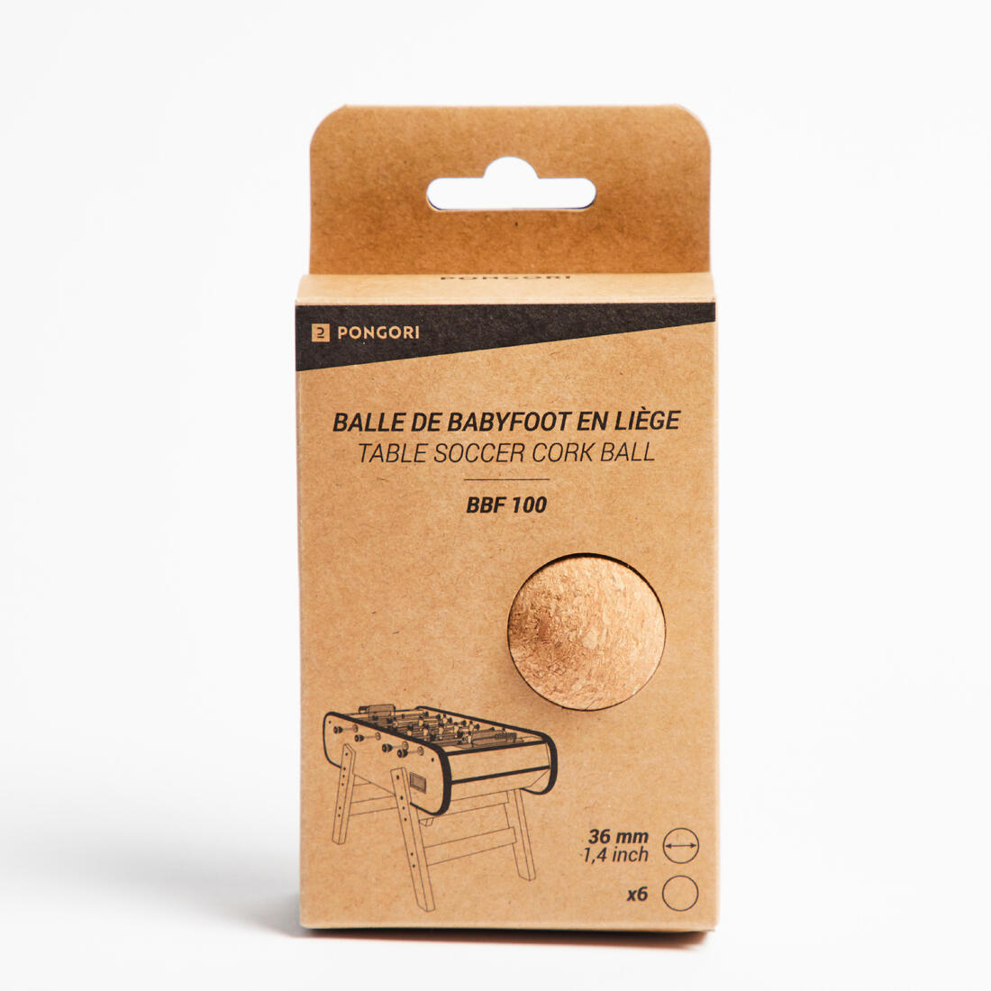 Balles de BABYFOOT en liege, lot de 6 - BBF 100