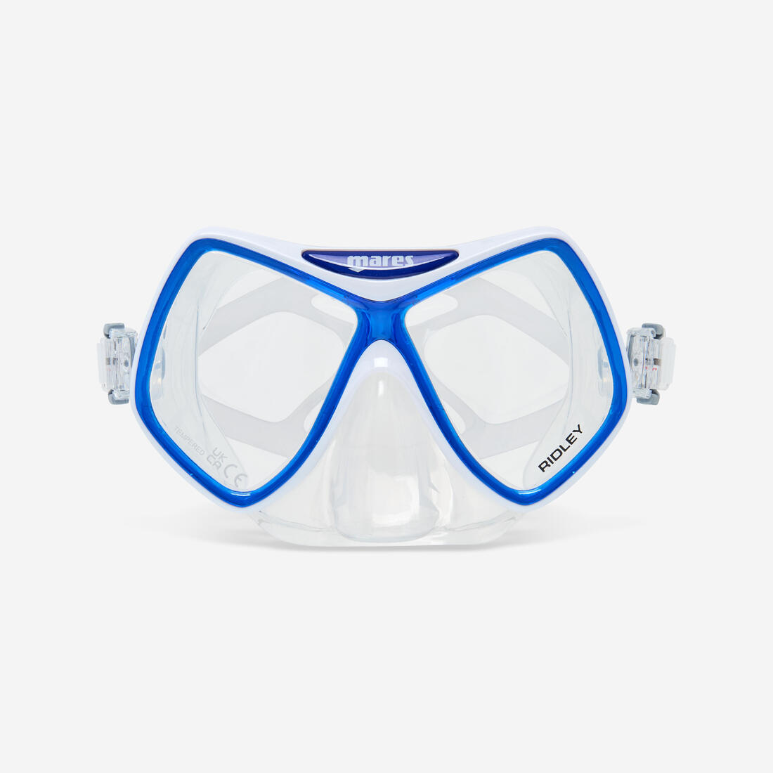 Masque snorkeling et plongée Mares Ridley, transparent blanc/bleu