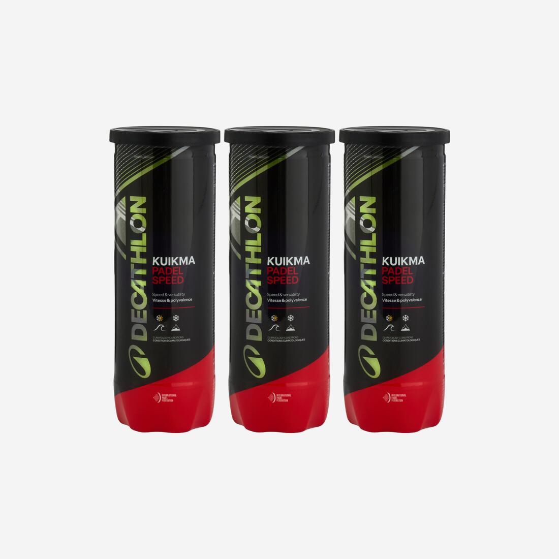 Tripack balles de padel pressurisées - Kuikma PB Speed