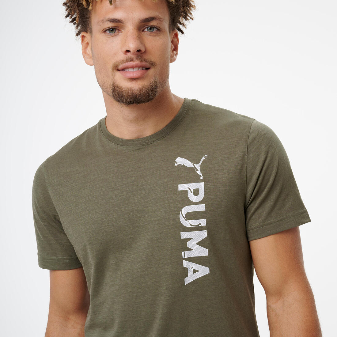 T-shirt de fitness homme, kaki