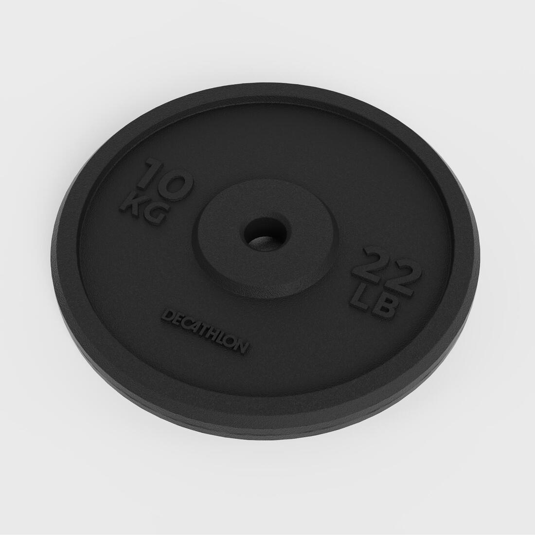 Disque de musculation fonte 10kg 28mm, disque de fonte en partie recyclée