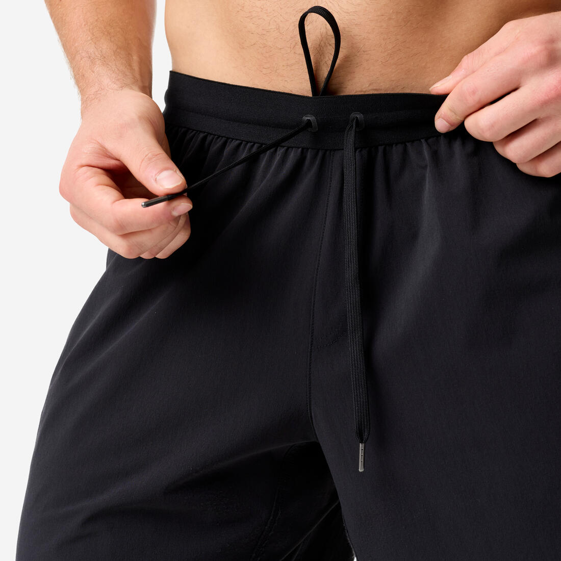 Short de fitness long 23cm homme, noir et