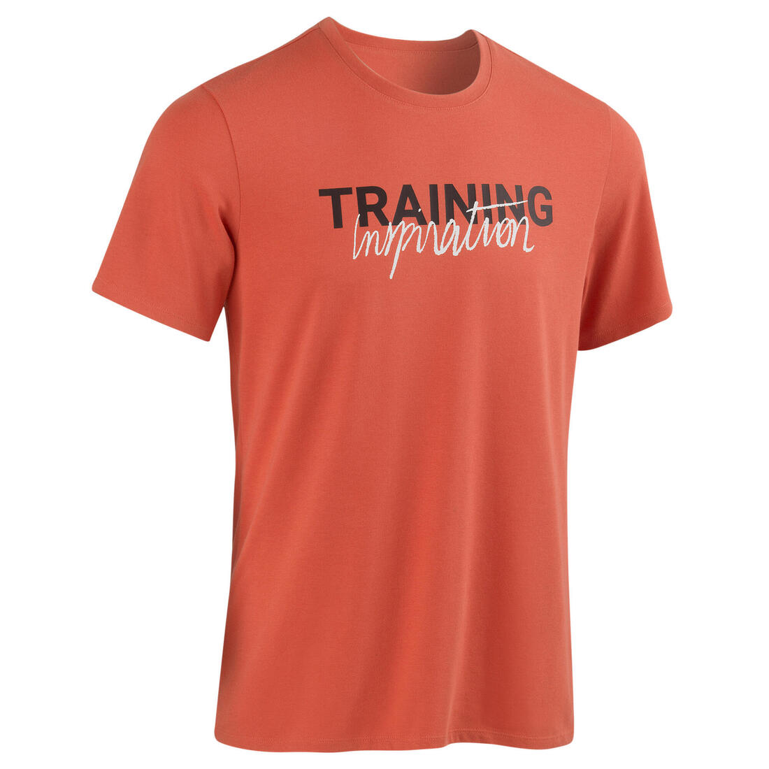 T-shirt fitness manches courtes slim coton col rond homme blanc a imprimé
