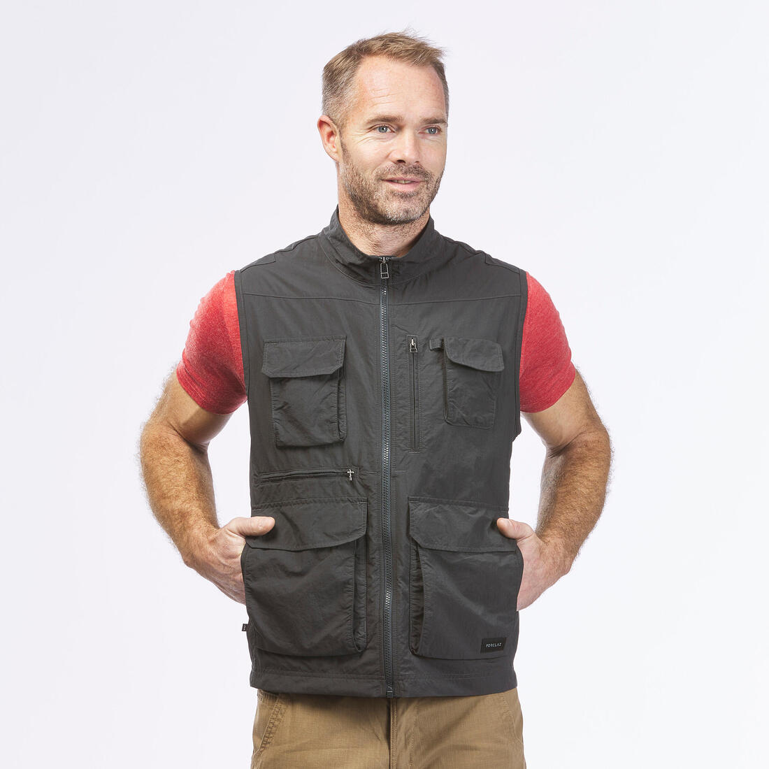 Gilet de randonnée multipoches homme, TRAVEL 100