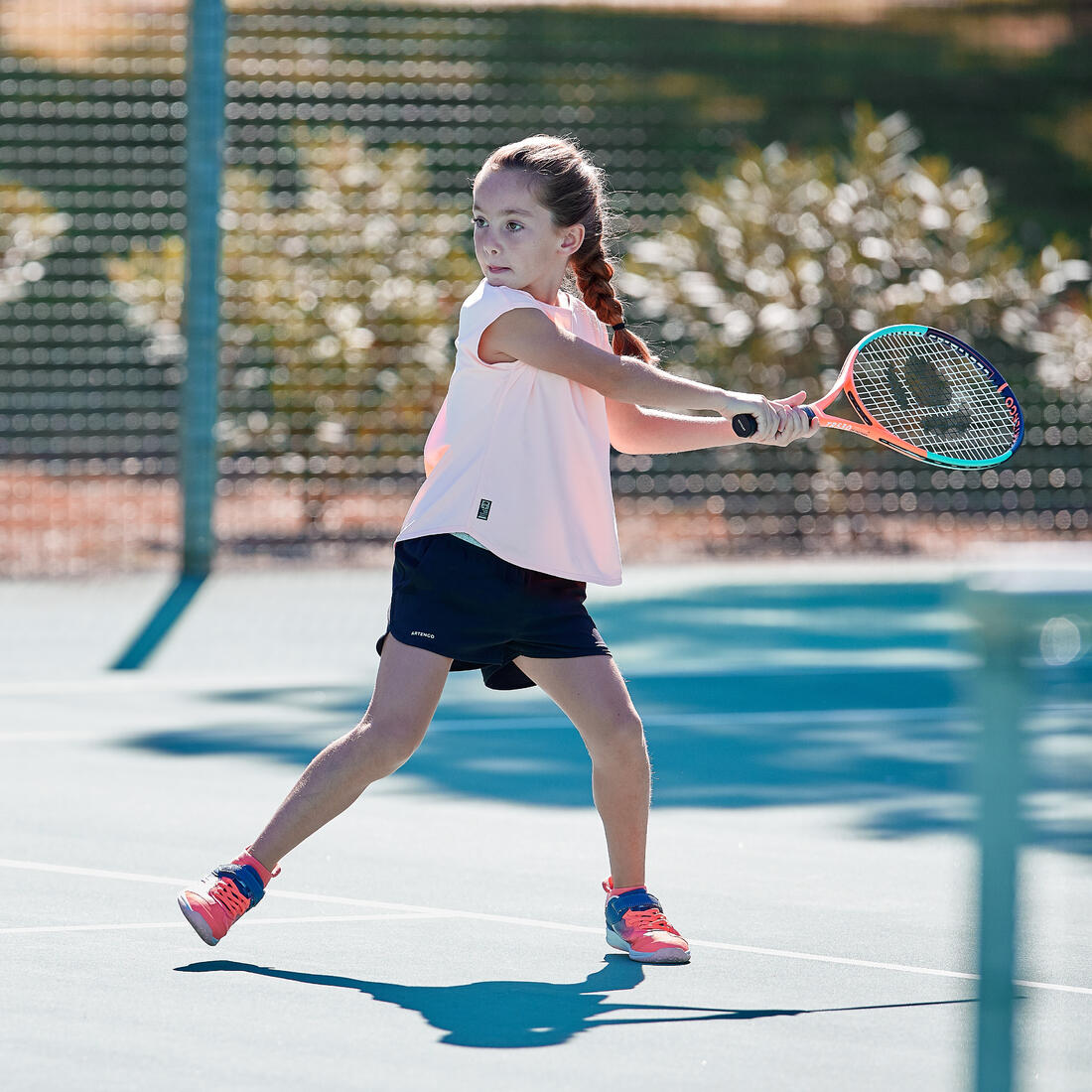 Short de tennis fille - tsh500 noir