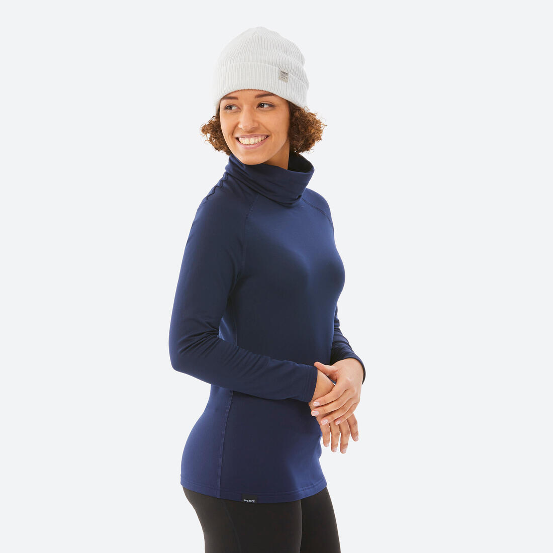 Sous-vêtement thermique ski à col roulé chaud et respirant femme, BL 500 bleu m