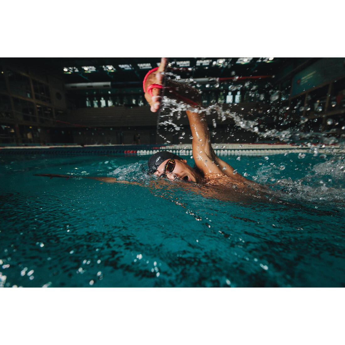 PLAQUETTES DE NATATION 900 L NOIR ROUGE