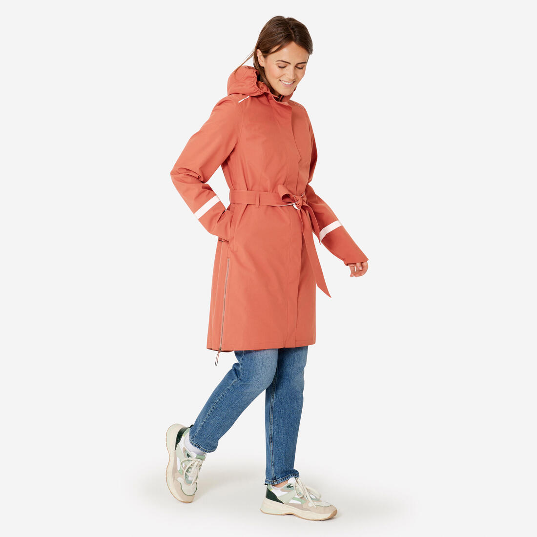 Trench femme imperméable avec capuche - vélo ville