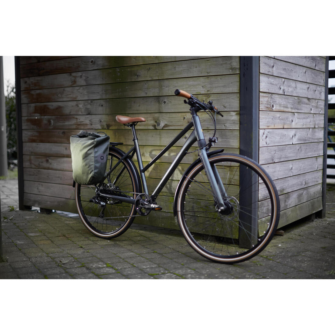 SACOCHE VELO 500 SUR PORTE BAGAGE 20L IMPERMÉABLE BLEUE