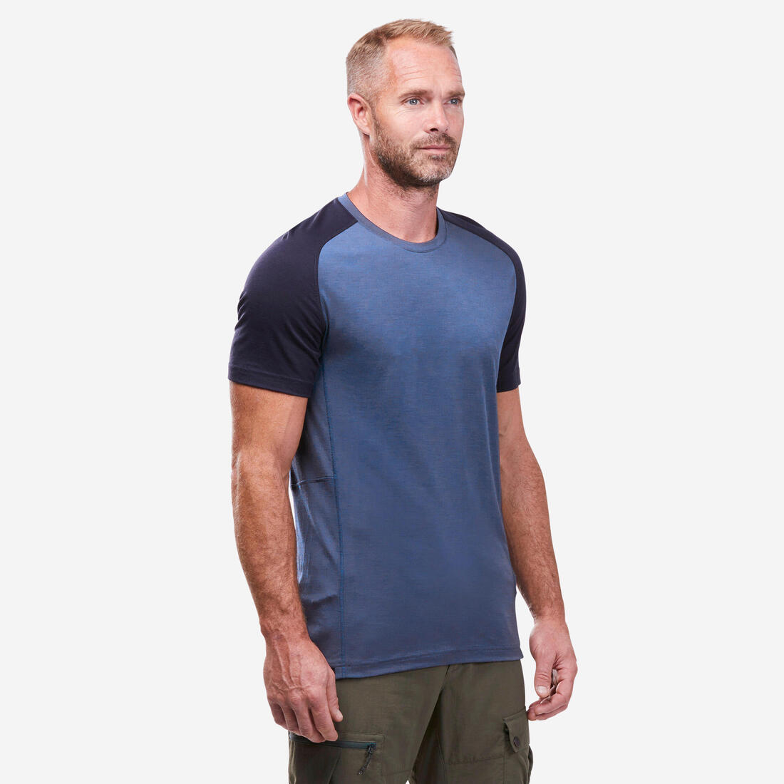 T-shirt de trek manches courtes en laine mérinos - homme - mt500