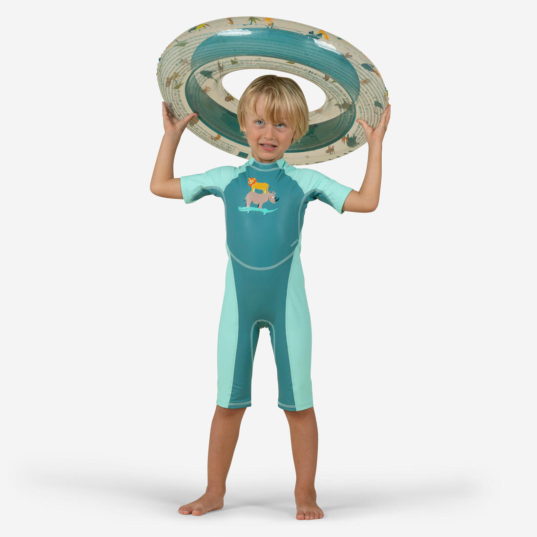 Combinaison anti UV bébé kloupi bleu et vert imprimé PANDA