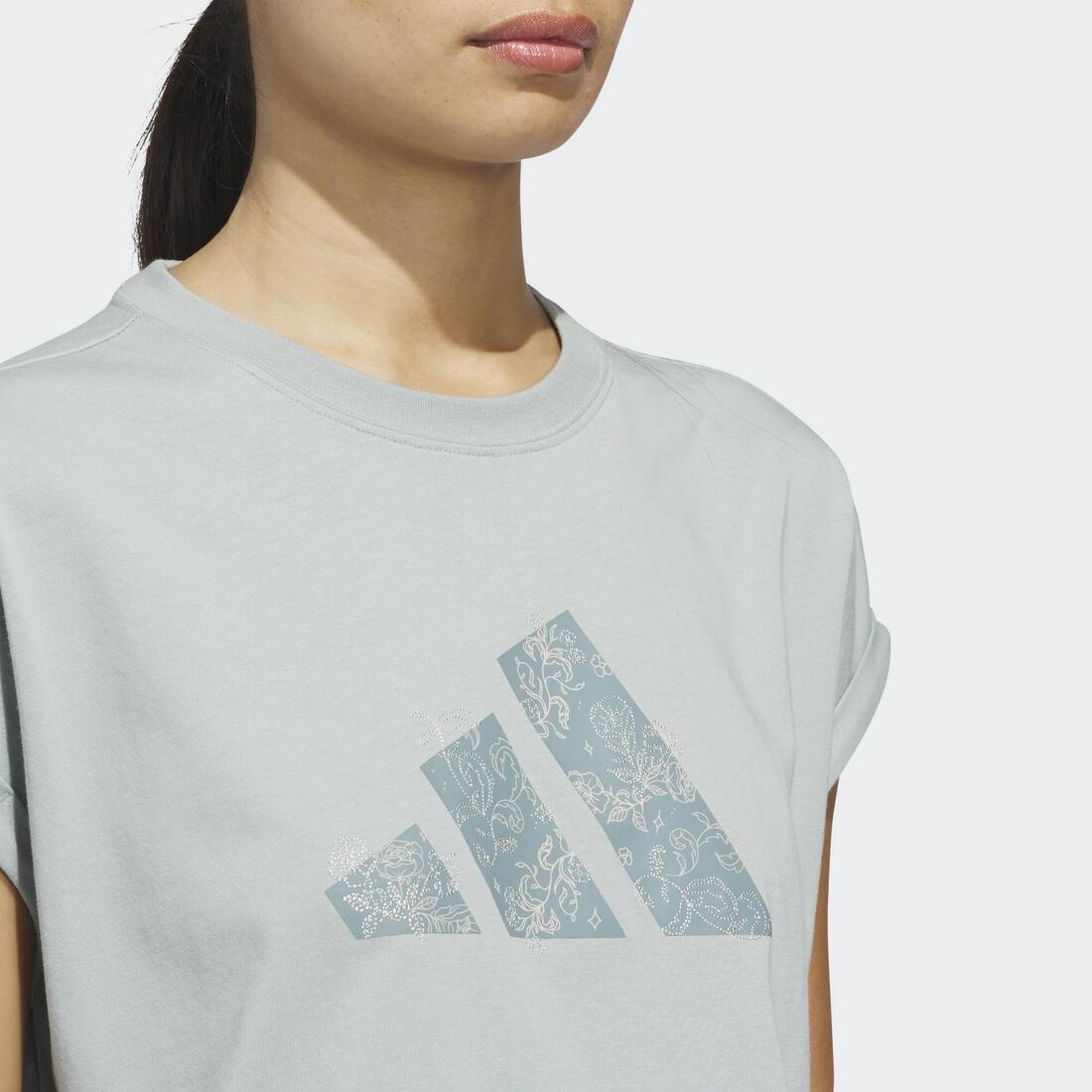 Tee-shirt crop femme Adidas, noir
