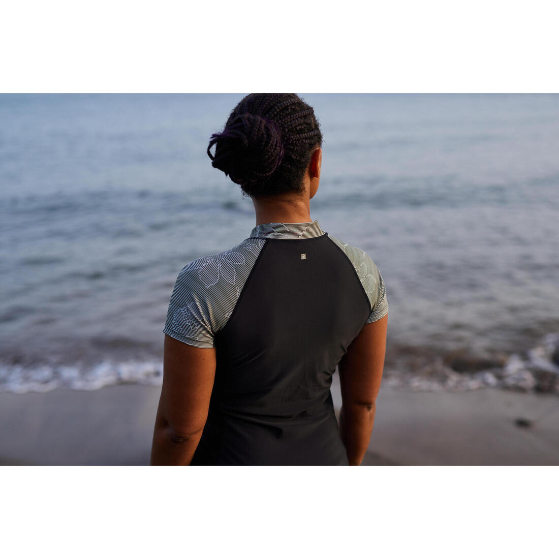Top manches courtes d'Aquagym et d'Aquafitness femme noir lia