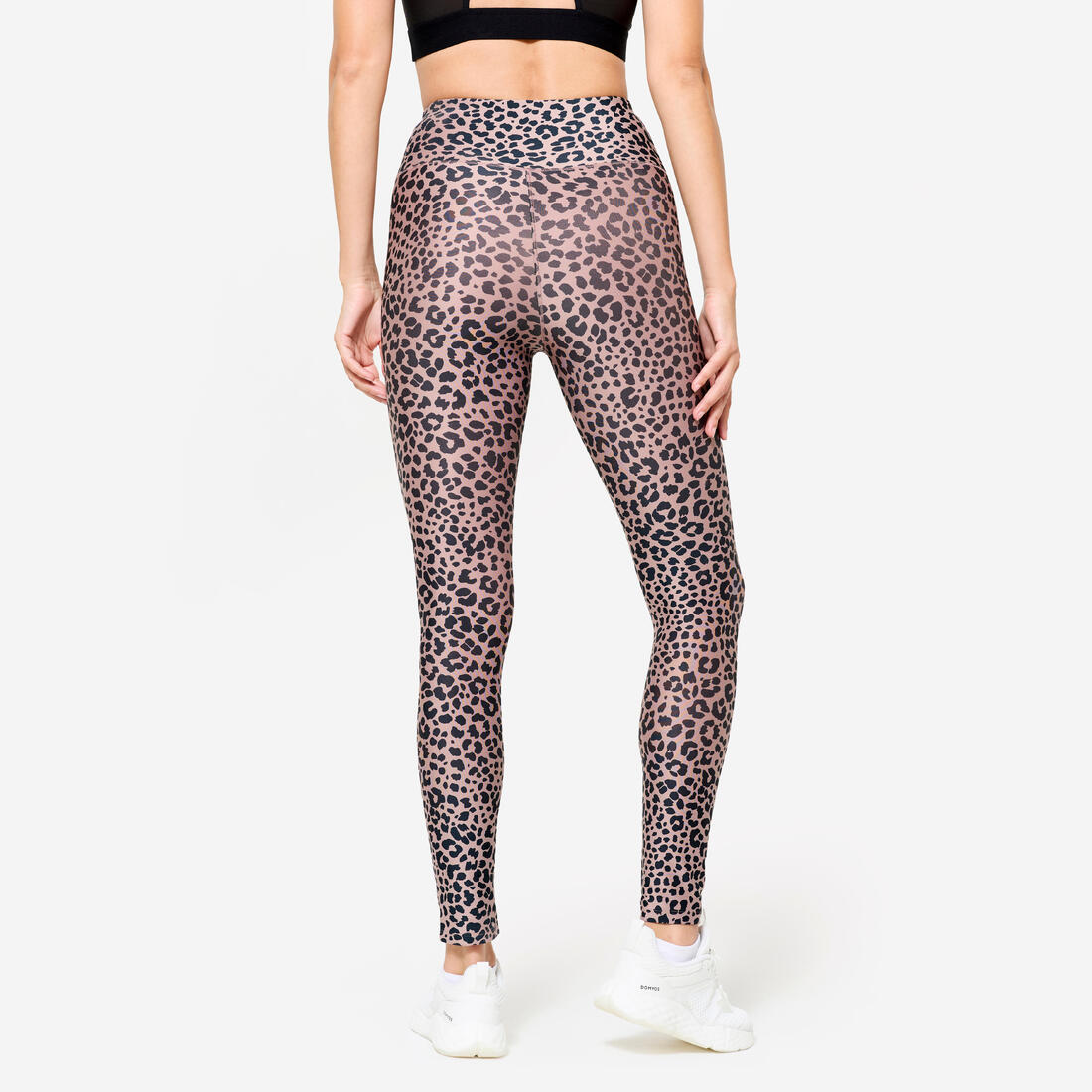 Legging de fitness taille haute femme, imprimé gris chiné