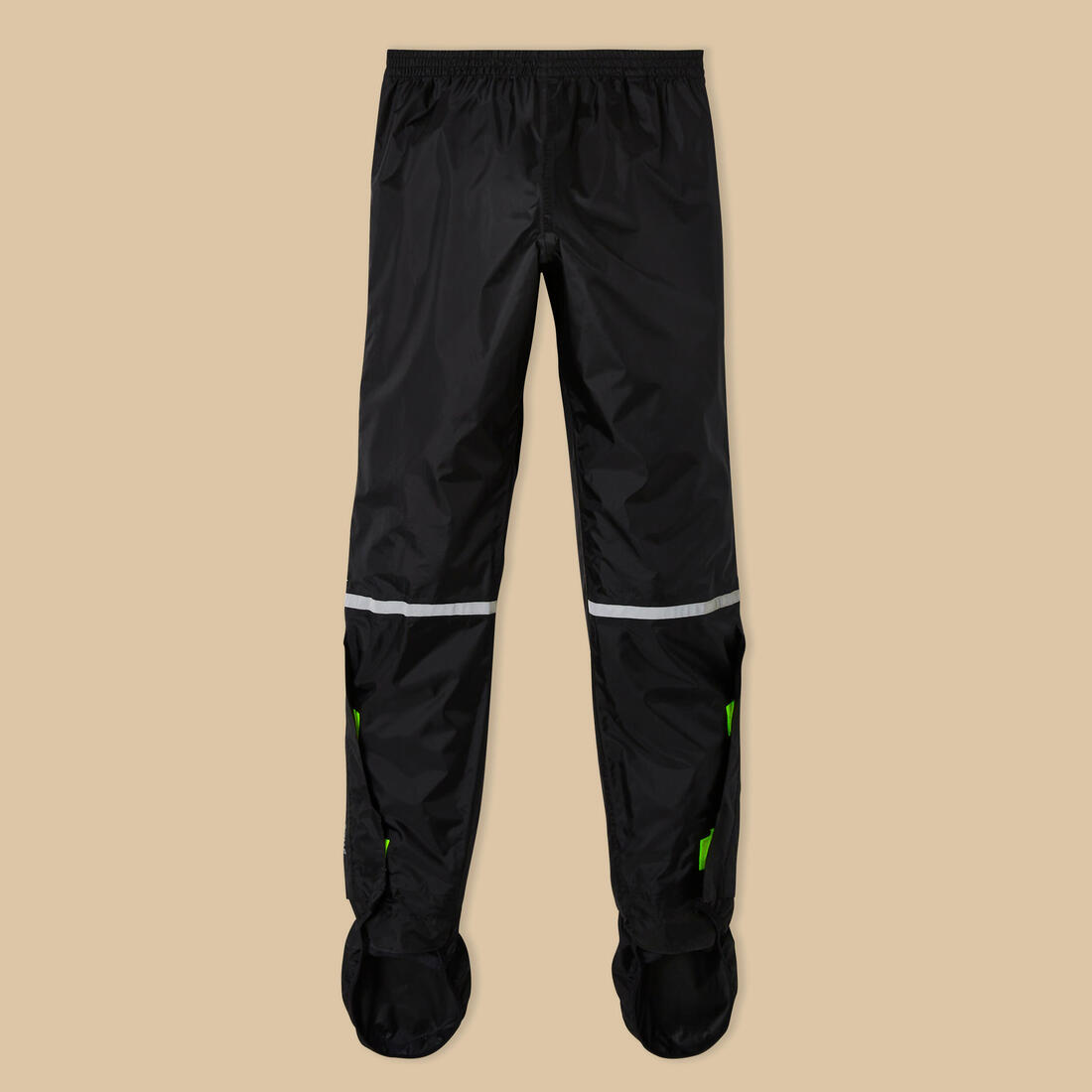 Surpantalon pluie vélo ville avec couvre-chaussures intégrés 100, noir