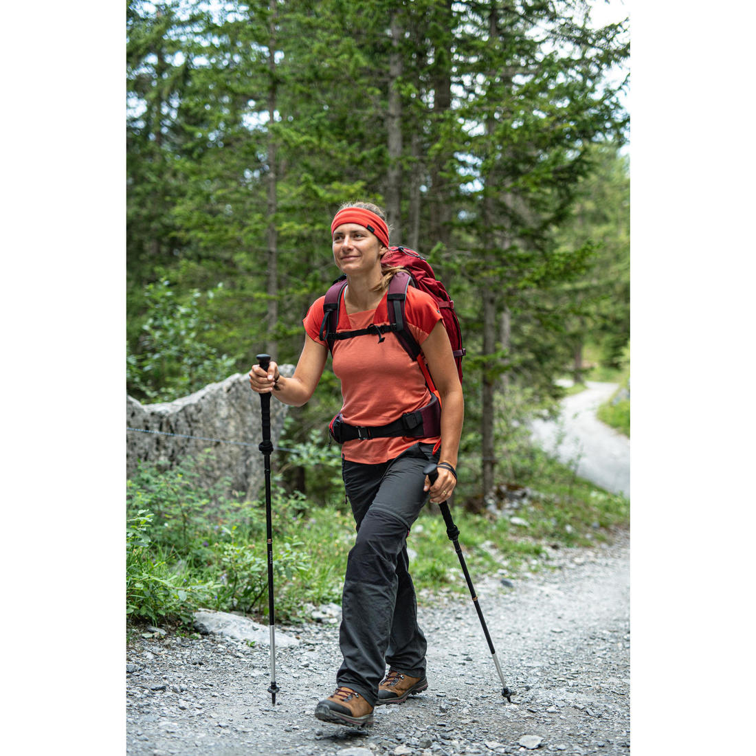 Pantalon modulable 2 en 1 de trek montagne - MT100 Gris femme