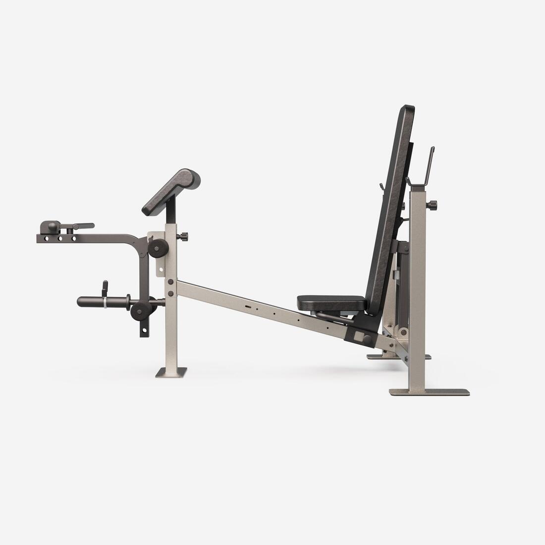 Banc de musculation avec chandelles avec station de biceps curl et de leg curl