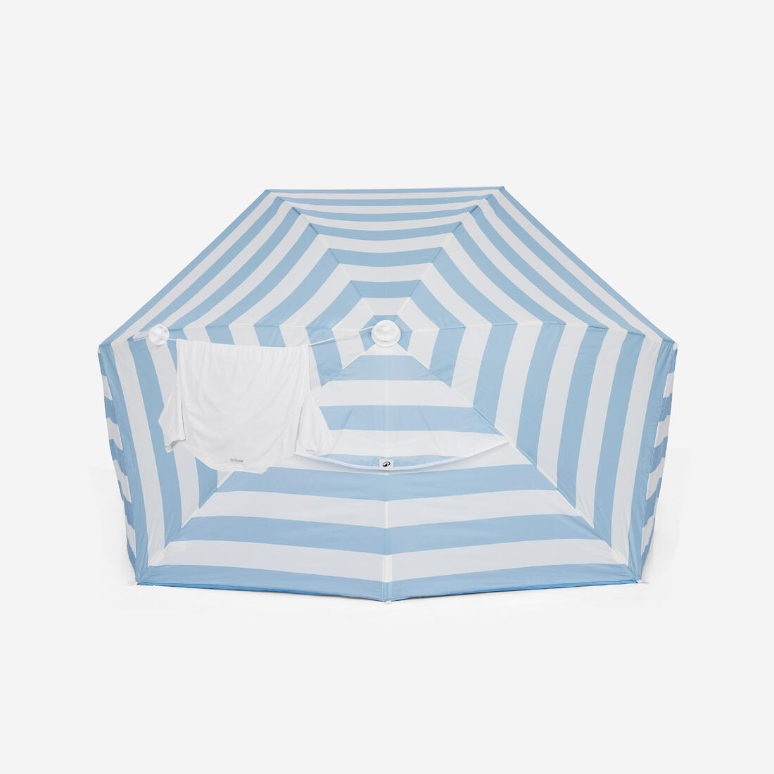 Parasol Abri plage solaire Iwiko 180 bleu jaune UPF50+ 3 places